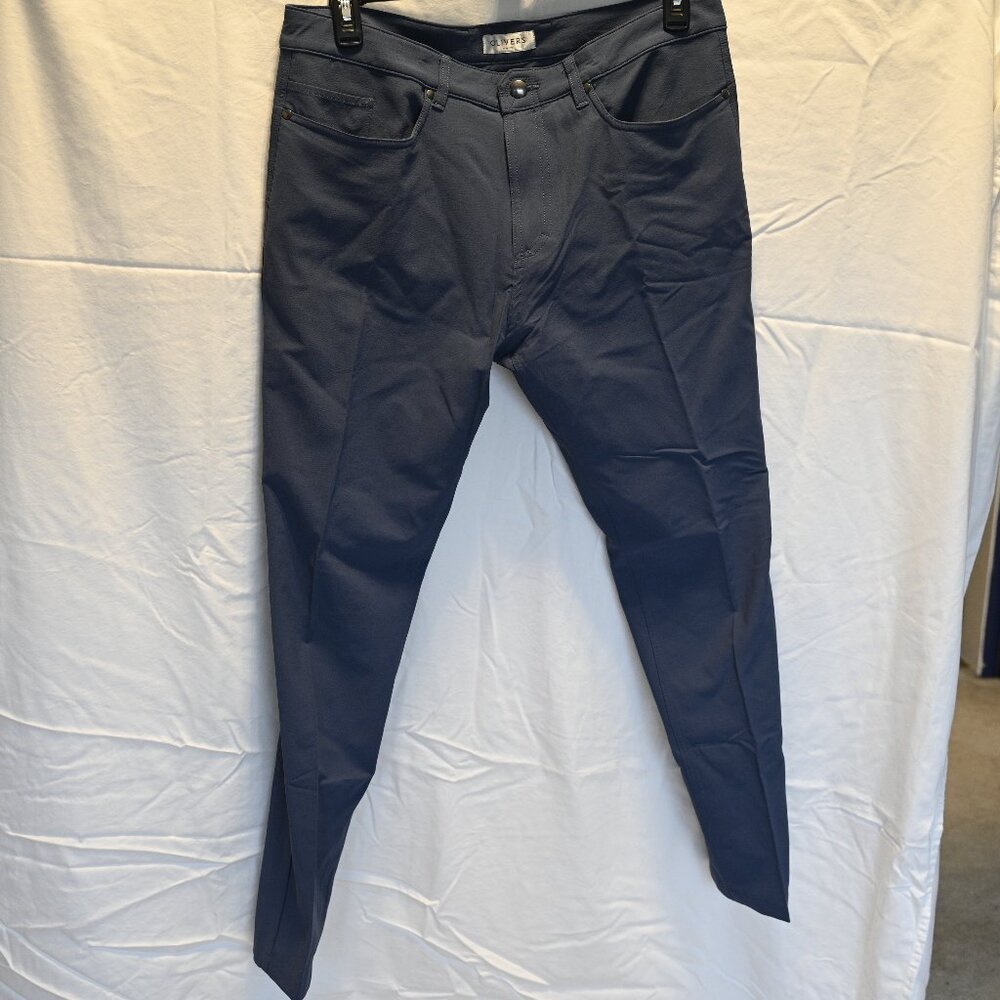 Oliver's Apparel pants, 5 pocket, blue-grey, size 33